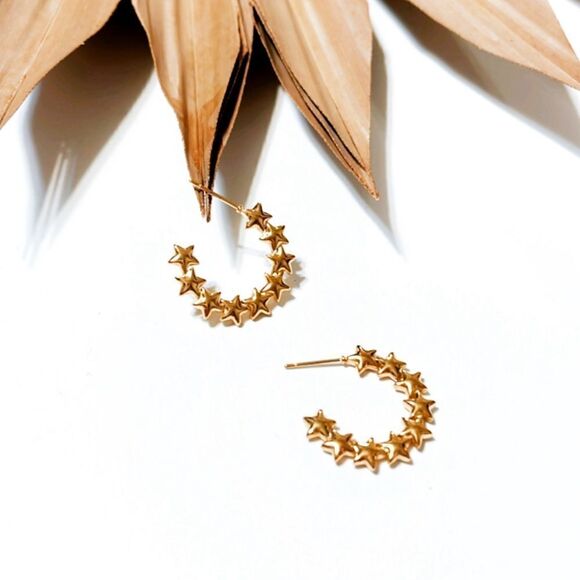 Anthropologie Jewelry - Gold star hoop earrings #948